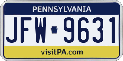 PA license plate JFW9631