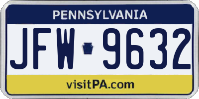 PA license plate JFW9632