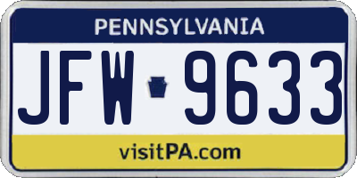 PA license plate JFW9633