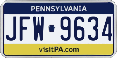 PA license plate JFW9634
