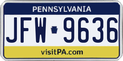 PA license plate JFW9636