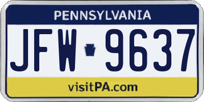 PA license plate JFW9637