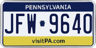 PA license plate JFW9640