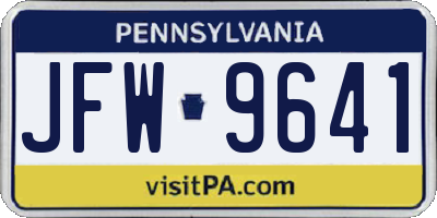 PA license plate JFW9641