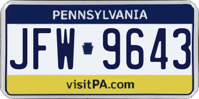 PA license plate JFW9643