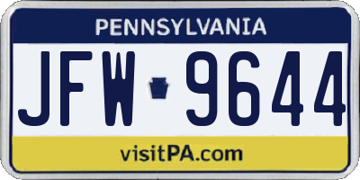PA license plate JFW9644