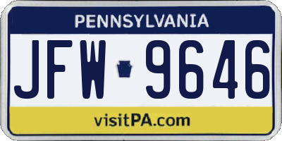 PA license plate JFW9646