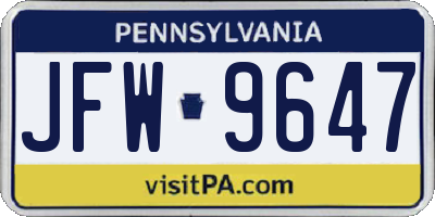 PA license plate JFW9647