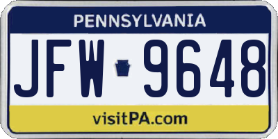 PA license plate JFW9648