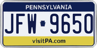 PA license plate JFW9650