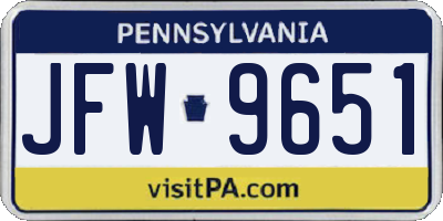 PA license plate JFW9651