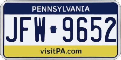 PA license plate JFW9652