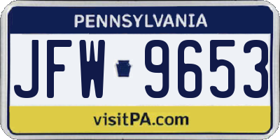PA license plate JFW9653