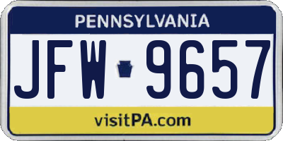 PA license plate JFW9657