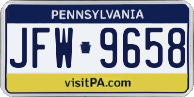 PA license plate JFW9658