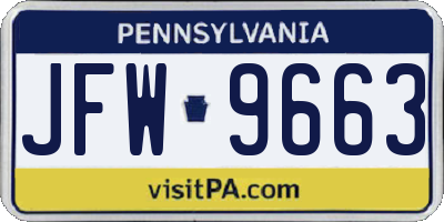 PA license plate JFW9663