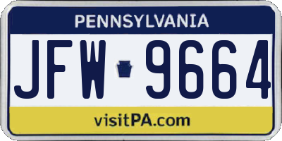 PA license plate JFW9664