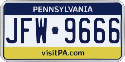PA license plate JFW9666