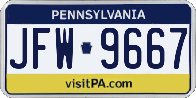 PA license plate JFW9667