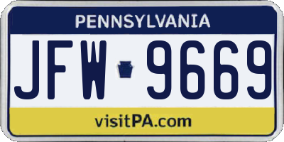 PA license plate JFW9669