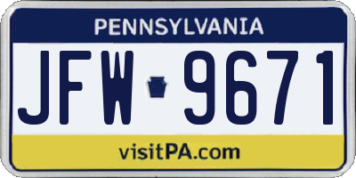 PA license plate JFW9671