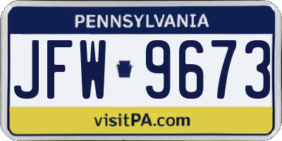 PA license plate JFW9673