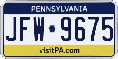 PA license plate JFW9675