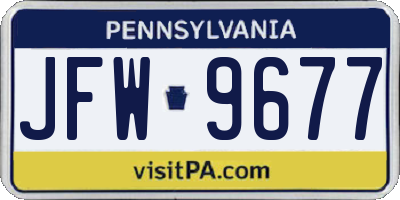 PA license plate JFW9677