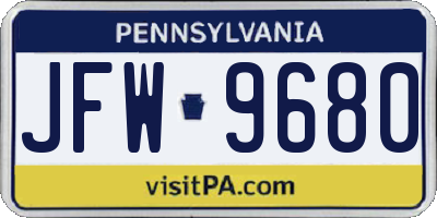 PA license plate JFW9680