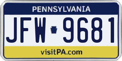 PA license plate JFW9681