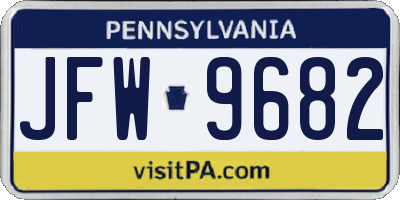 PA license plate JFW9682