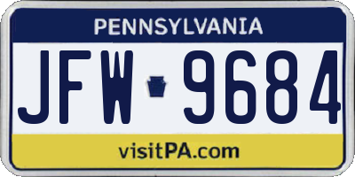 PA license plate JFW9684