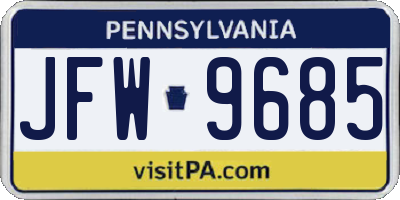 PA license plate JFW9685