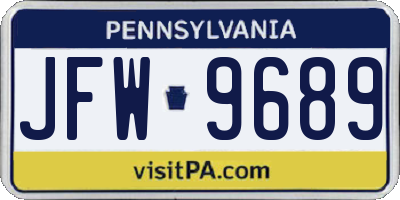 PA license plate JFW9689