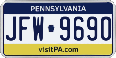 PA license plate JFW9690