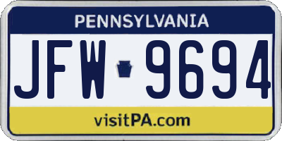 PA license plate JFW9694