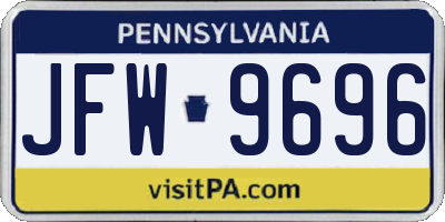 PA license plate JFW9696
