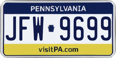 PA license plate JFW9699