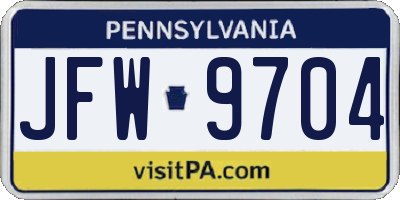 PA license plate JFW9704