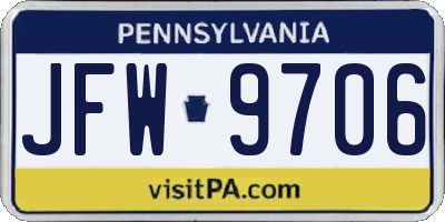 PA license plate JFW9706