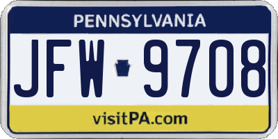 PA license plate JFW9708