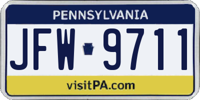 PA license plate JFW9711