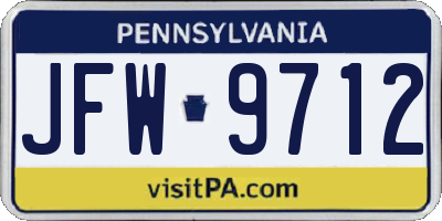 PA license plate JFW9712