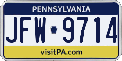 PA license plate JFW9714