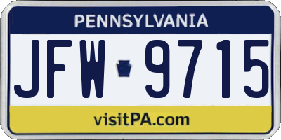 PA license plate JFW9715