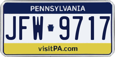 PA license plate JFW9717