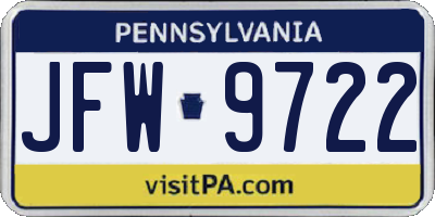 PA license plate JFW9722