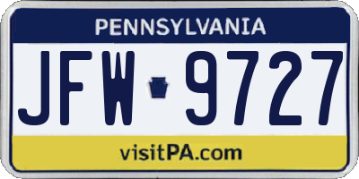 PA license plate JFW9727