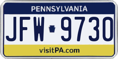 PA license plate JFW9730