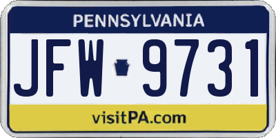 PA license plate JFW9731